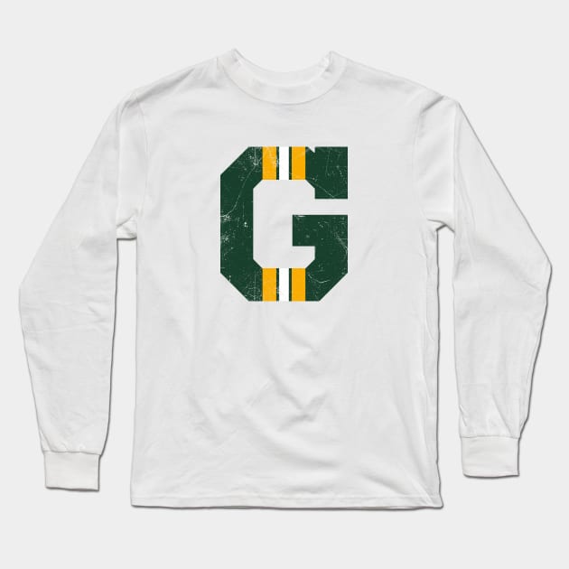 Green Bay G, vintage - white Long Sleeve T-Shirt by KFig21